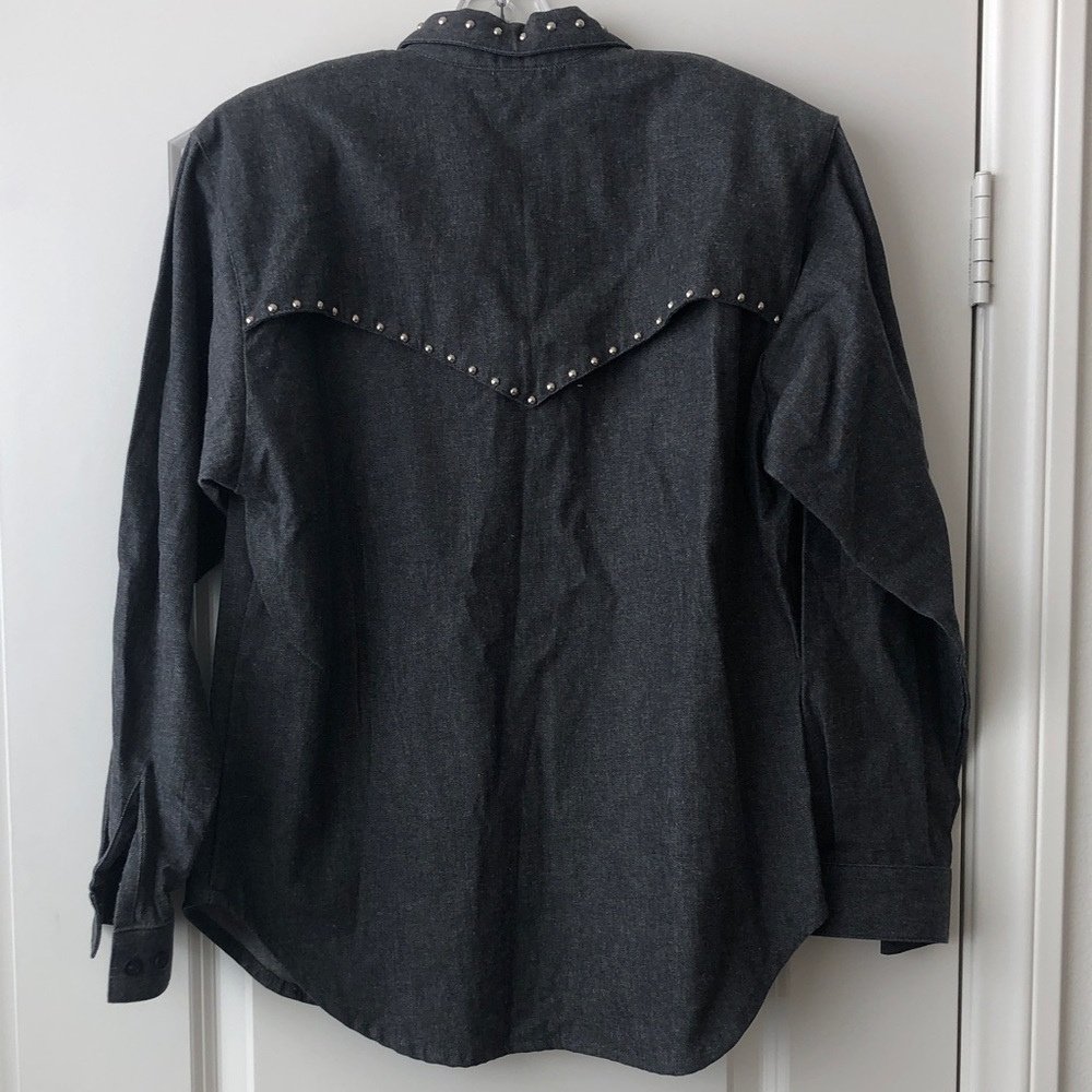 Stud-Trim Black Button-Down Shirt - Picture 8 of 9